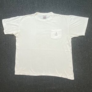 Oneita Vintage 90s Mens XL 1997 Festival of Flowers Pocket T-Shirt White Graphic